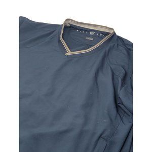 Nike Golf Wind‎ Shirt V Neck Warm Up Jacket Size Medium Pull Over Blue Polyester